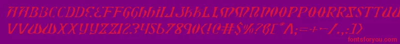 Xiphoseli-Schriftart – Rote Schriften auf violettem Hintergrund