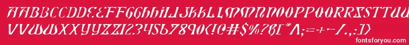 フォントXiphoseli – 赤い背景に白い文字