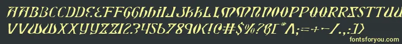 フォントXiphoseli – 黒い背景に黄色の文字