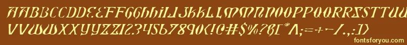 Xiphoseli-fontti – keltaiset fontit ruskealla taustalla