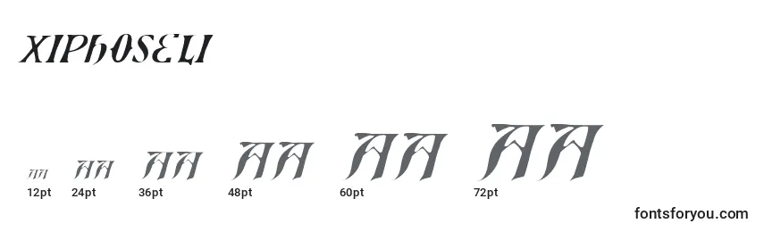 Größen der Schriftart Xiphoseli