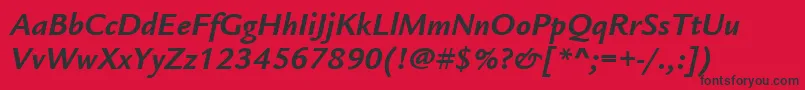 フォントItcLegacySansLtBoldItalic – 赤い背景に黒い文字