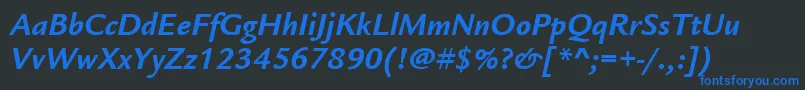 フォントItcLegacySansLtBoldItalic – 黒い背景に青い文字