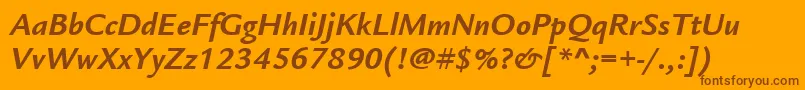 フォントItcLegacySansLtBoldItalic – オレンジの背景に茶色のフォント