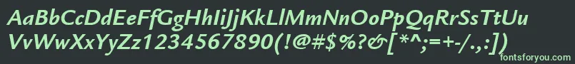 フォントItcLegacySansLtBoldItalic – 黒い背景に緑の文字