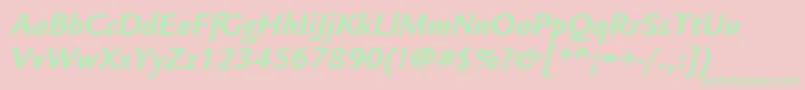 ItcLegacySansLtBoldItalic-Schriftart – Grüne Schriften auf rosa Hintergrund