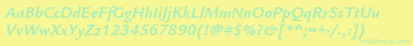 ItcLegacySansLtBoldItalic Font – Green Fonts on Yellow Background