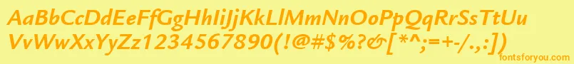 ItcLegacySansLtBoldItalic Font – Orange Fonts on Yellow Background