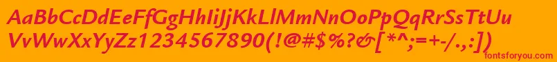 ItcLegacySansLtBoldItalic Font – Red Fonts on Orange Background