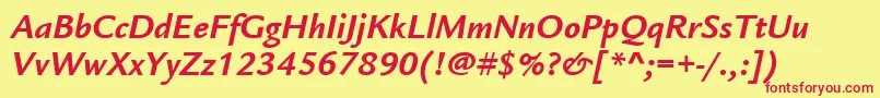 ItcLegacySansLtBoldItalic Font – Red Fonts on Yellow Background