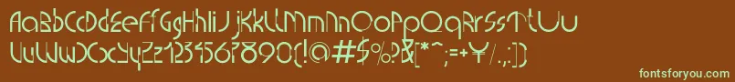 フォントCurrentc – 緑色の文字が茶色の背景にあります。