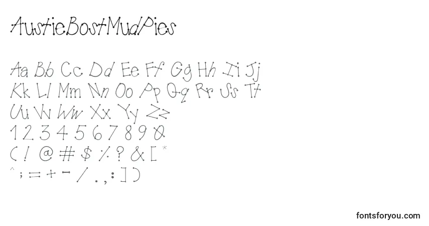 AustieBostMudPies Font – alphabet, numbers, special characters