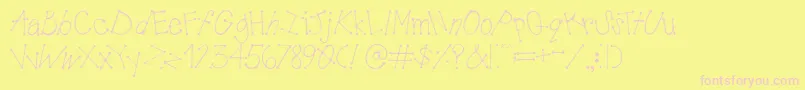 AustieBostMudPies-fontti – vaaleanpunaiset fontit keltaisella taustalla