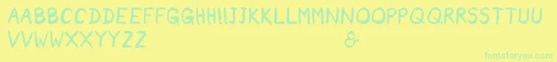 Rainneer-Schriftart – Grüne Schriften auf gelbem Hintergrund