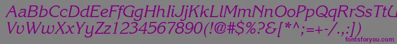 フォントIntuitionSsiItalic – 紫色のフォント、灰色の背景