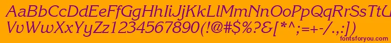 IntuitionSsiItalic-fontti – violetit fontit oranssilla taustalla