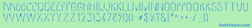 フォントLinotypeMmistel – 青い文字は緑の背景です。