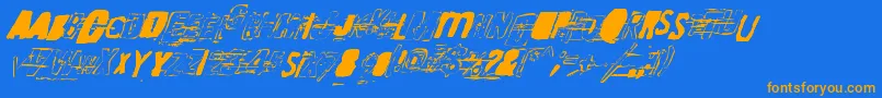 RandomChangeInMood-Schriftart – Orangefarbene Schriften auf blauem Hintergrund