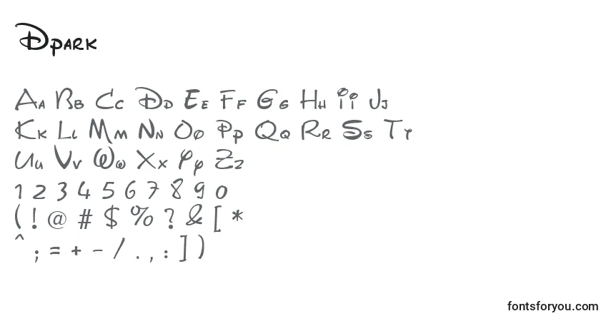 Schriftart Dpark – Alphabet, Zahlen, spezielle Symbole