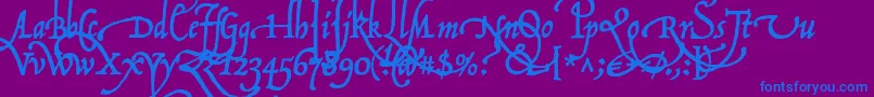 P22OperinaFiore-Schriftart – Blaue Schriften auf violettem Hintergrund