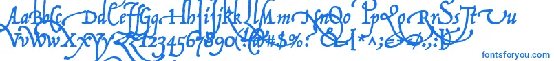 P22OperinaFiore-Schriftart – Blaue Schriften auf weißem Hintergrund