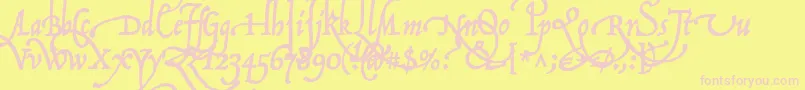フォントP22OperinaFiore – ピンクのフォント、黄色の背景