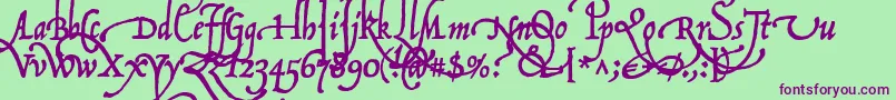 P22OperinaFiore-Schriftart – Violette Schriften auf grünem Hintergrund