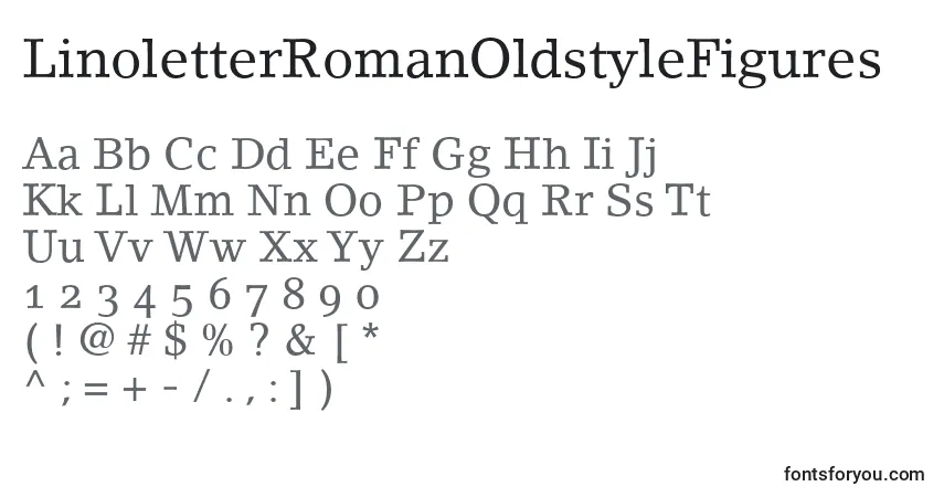 A fonte LinoletterRomanOldstyleFigures – alfabeto, números, caracteres especiais