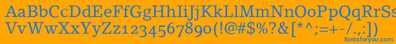LinoletterRomanOldstyleFigures Font – Blue Fonts on Orange Background