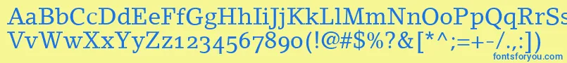 LinoletterRomanOldstyleFigures Font – Blue Fonts on Yellow Background