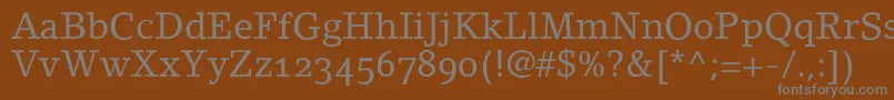 LinoletterRomanOldstyleFigures-Schriftart – Graue Schriften auf braunem Hintergrund