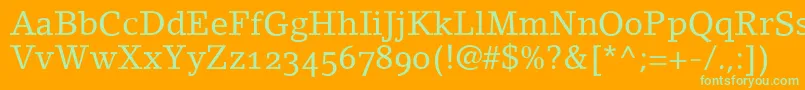 LinoletterRomanOldstyleFigures-Schriftart – Grüne Schriften auf orangefarbenem Hintergrund