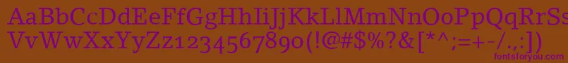 LinoletterRomanOldstyleFigures Font – Purple Fonts on Brown Background