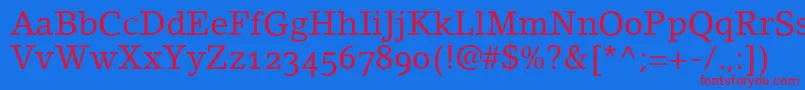 LinoletterRomanOldstyleFigures Font – Red Fonts on Blue Background