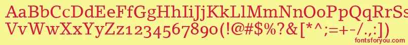 フォントLinoletterRomanOldstyleFigures – 赤い文字の黄色い背景
