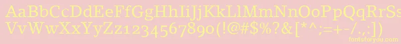 LinoletterRomanOldstyleFigures Font – Yellow Fonts on Pink Background
