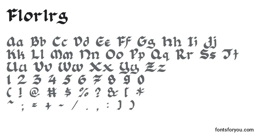 A fonte Florlrg – alfabeto, números, caracteres especiais