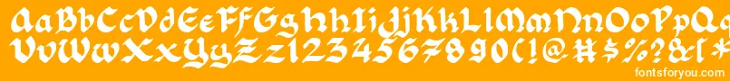 Weitere Informationen zur Florlrg-Schriftart Florlrg-Schriftart – Weiße Schriften auf orangefarbenem Hintergrund