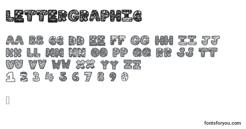Czcionka Lettergraphic – alfabet, cyfry, specjalne znaki