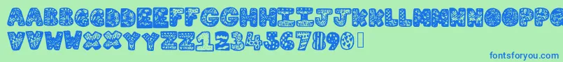 Lettergraphic-fontti – siniset fontit vihreällä taustalla