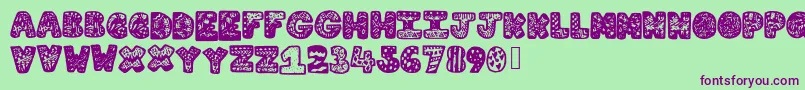 フォントLettergraphic – 緑の背景に紫のフォント