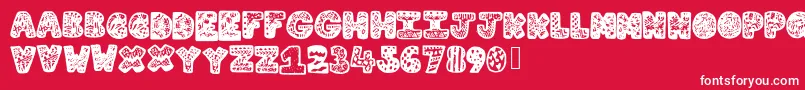 Lettergraphic-fontti – valkoiset fontit punaisella taustalla