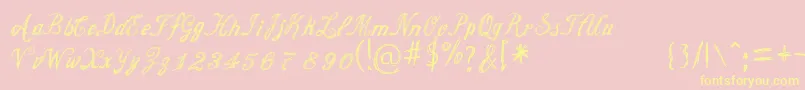 CursiveOption-Schriftart – Gelbe Schriften auf rosa Hintergrund