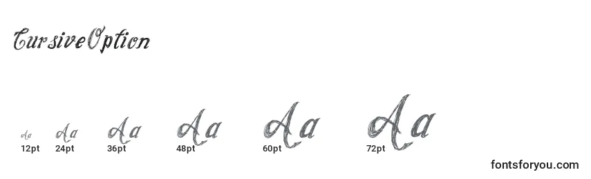 Размеры шрифта CursiveOption