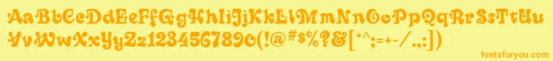 SixtiesMf-fontti – oranssit fontit keltaisella taustalla