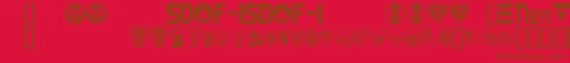 RobotechSymbol-Schriftart – Braune Schriften auf rotem Hintergrund