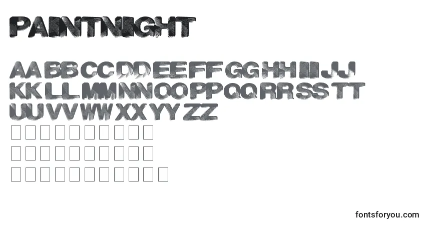 Paintnight-fontti – aakkoset, numerot, erikoismerkit