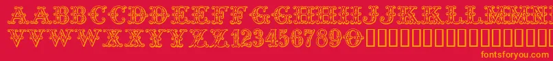 フォントTropicana – 赤い背景にオレンジの文字