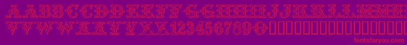 フォントTropicana – 紫の背景に赤い文字