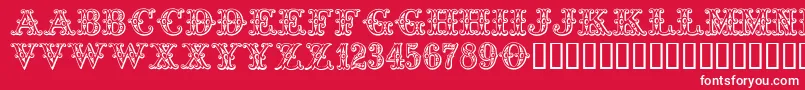 Tropicana-Schriftart – Weiße Schriften auf rotem Hintergrund